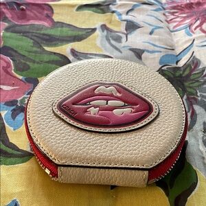 Coach white and Red Lips Coin Purse